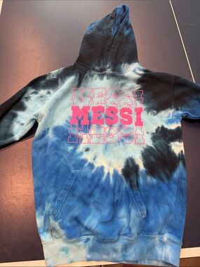 MESSI Tie-Dye Kids Hoodie - Blue & Black